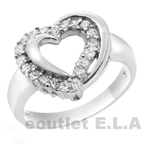 2CT CZ HEART SILVER ENGAGEMENT RING-sz6